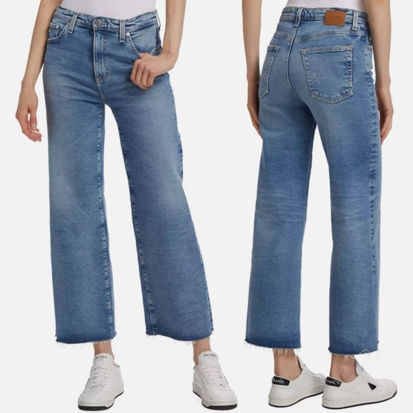 AG Adriano Goldschmied Saige Wide Leg Fray Crop High Rise Jeans - Picture 9 of 9